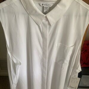 Athleta | Everlasting Button Down White Tank Top Size 3X